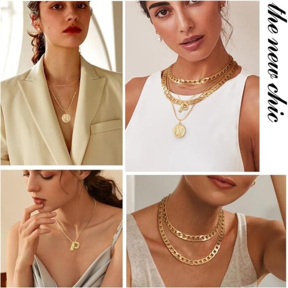 Layered Necklaces for Women Trendy Balloon Initial Pendant - Picture 3 of 6